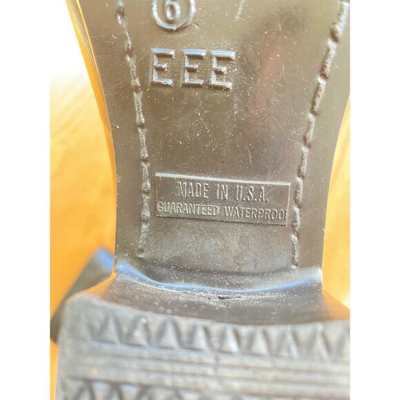 True VTG Black Rubber Heeled USA Made Boots By Pretties Originals Waterproof 6us - Picture 8 of 14